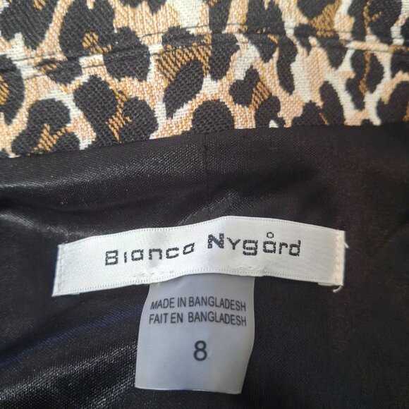 Bianca Nygard Sz 8 (Med) Animal Print Moto Jacket Short Zippered Lined Cotton - Picture 15 of 15
